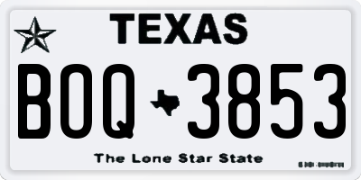 TX license plate BOQ3853