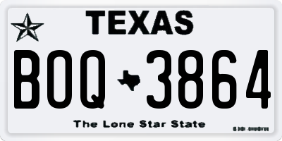 TX license plate BOQ3864