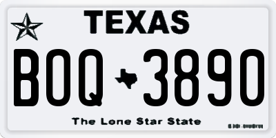 TX license plate BOQ3890