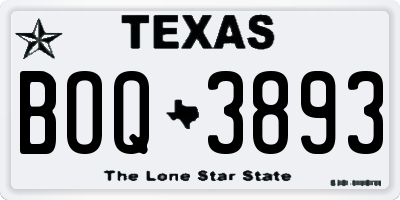 TX license plate BOQ3893