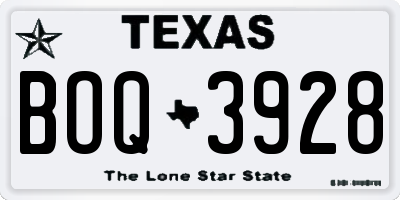 TX license plate BOQ3928