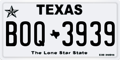 TX license plate BOQ3939