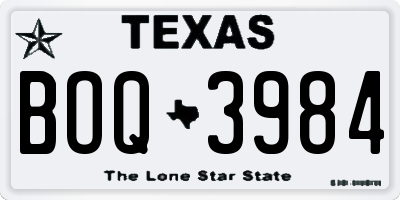 TX license plate BOQ3984