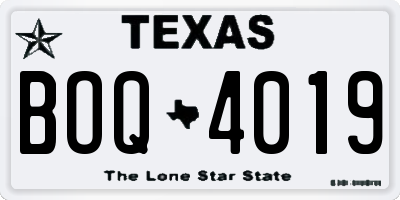 TX license plate BOQ4019
