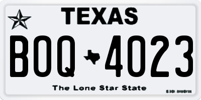 TX license plate BOQ4023