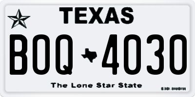 TX license plate BOQ4030