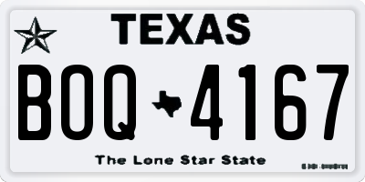 TX license plate BOQ4167