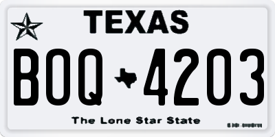 TX license plate BOQ4203