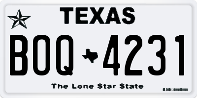 TX license plate BOQ4231