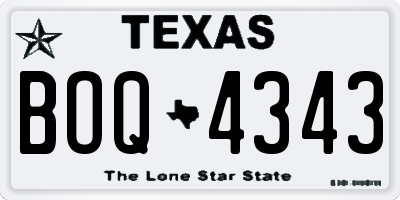TX license plate BOQ4343