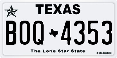 TX license plate BOQ4353