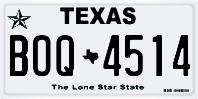 TX license plate BOQ4514