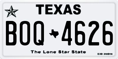 TX license plate BOQ4626