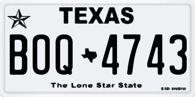 TX license plate BOQ4743