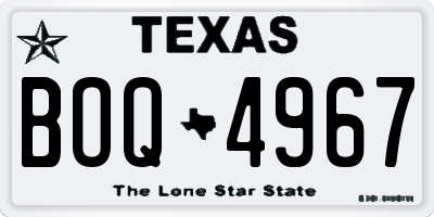 TX license plate BOQ4967
