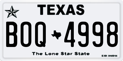 TX license plate BOQ4998