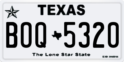 TX license plate BOQ5320