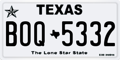 TX license plate BOQ5332