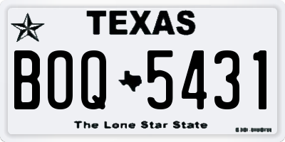 TX license plate BOQ5431