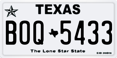 TX license plate BOQ5433