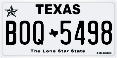 TX license plate BOQ5498