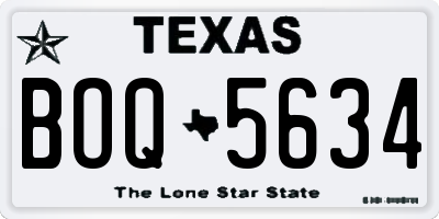TX license plate BOQ5634