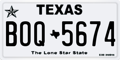 TX license plate BOQ5674