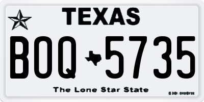 TX license plate BOQ5735