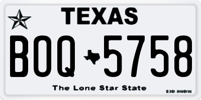 TX license plate BOQ5758