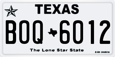 TX license plate BOQ6012
