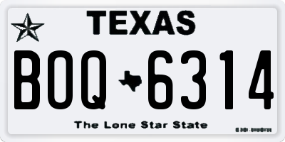 TX license plate BOQ6314