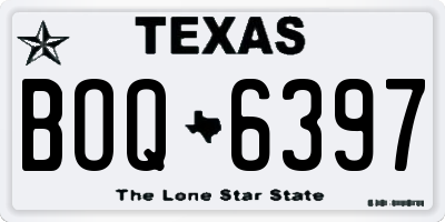 TX license plate BOQ6397