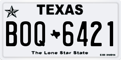 TX license plate BOQ6421