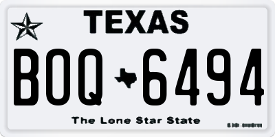 TX license plate BOQ6494