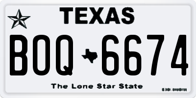 TX license plate BOQ6674