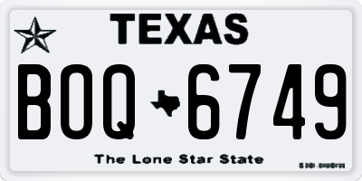 TX license plate BOQ6749
