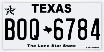 TX license plate BOQ6784