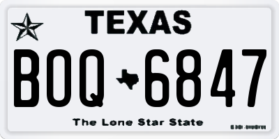 TX license plate BOQ6847