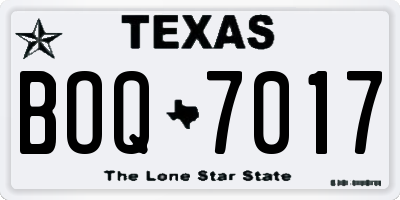TX license plate BOQ7017