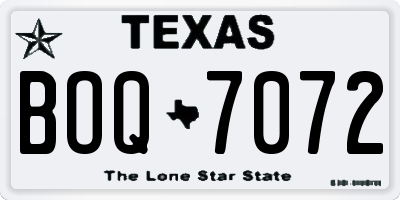 TX license plate BOQ7072