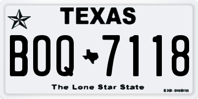TX license plate BOQ7118