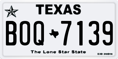 TX license plate BOQ7139