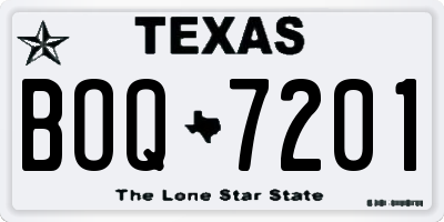 TX license plate BOQ7201