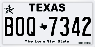 TX license plate BOQ7342
