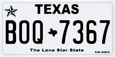 TX license plate BOQ7367
