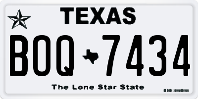 TX license plate BOQ7434