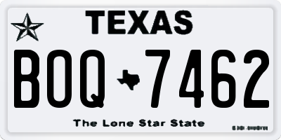 TX license plate BOQ7462