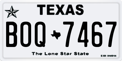 TX license plate BOQ7467