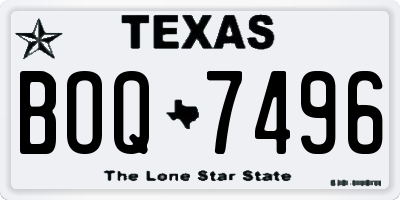 TX license plate BOQ7496