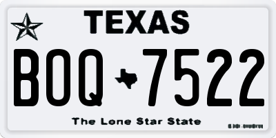 TX license plate BOQ7522